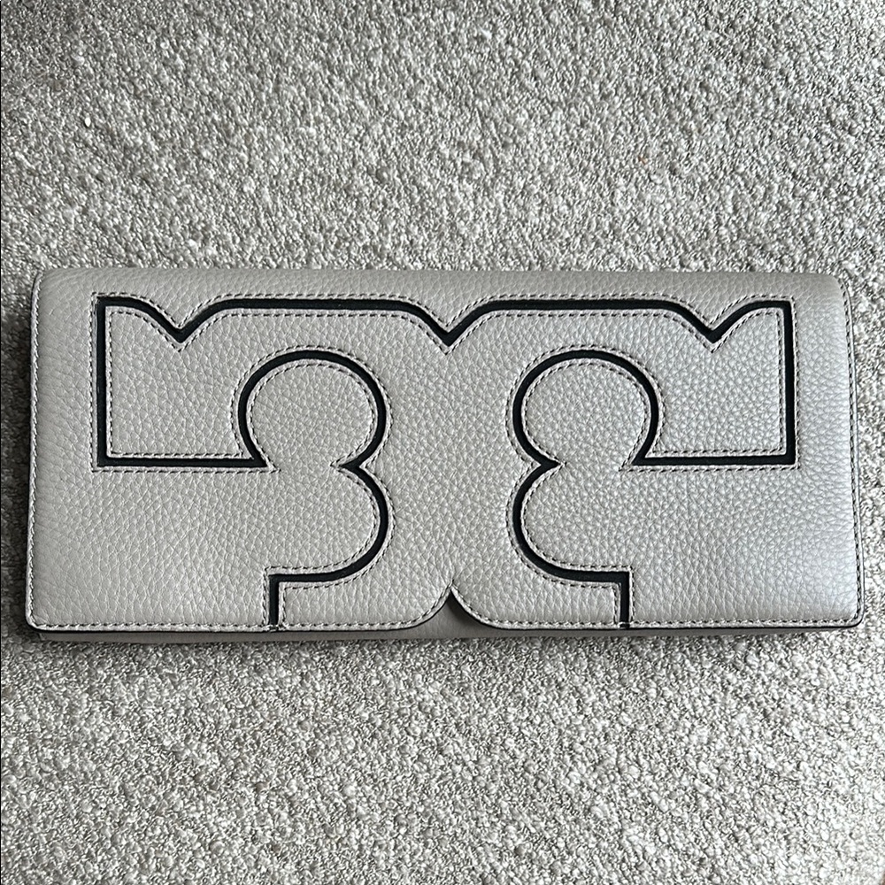Tory Burch Metallic Silver Card Holder